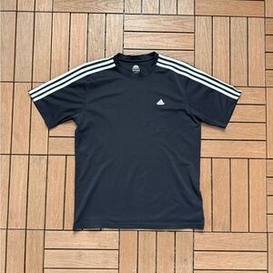 Adidas Men's Navy Blue Tee with White Stripes